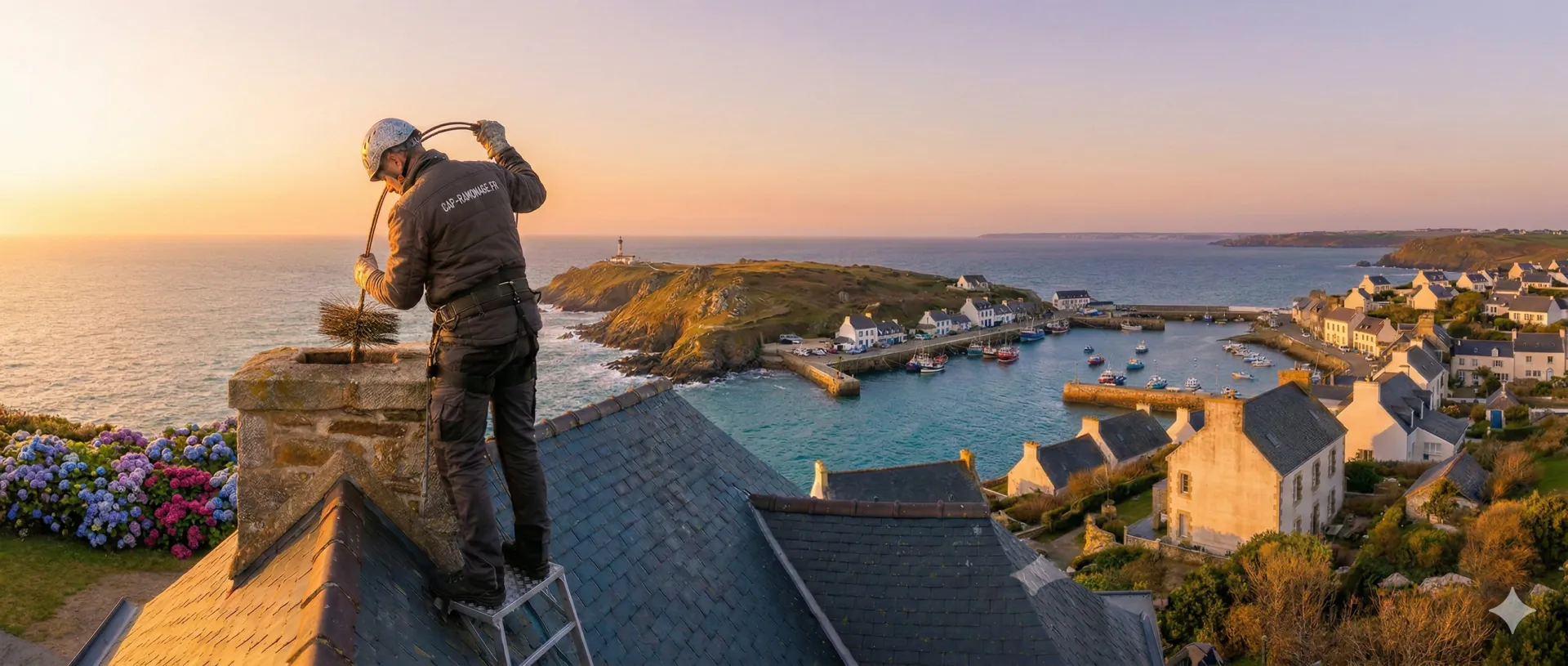 Ramonage professionnel sur toiture ardoise en Finistère